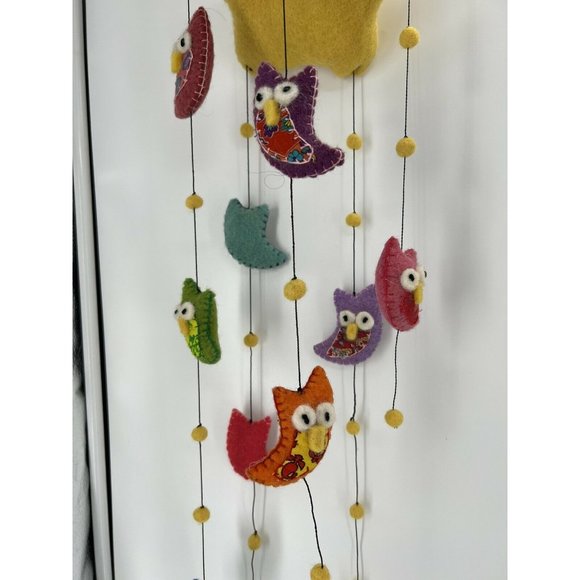 Global Groove Handmade & Fair Trade Wool Felt Owl Crib Baby Nursery Mobile Nepal - Picture 4 of 5